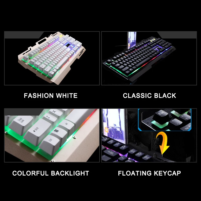 Игровая клавиатура, 7 цветов, светодиодный, с подсветкой, механическая, USB, проводная, геймерская клавиатура, профессиональная игровая клавиатура для ПК, настольный компьютер, L