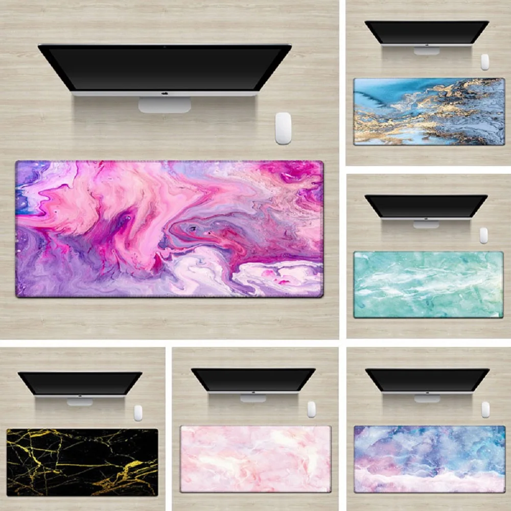

Large Mouse Pad Marble Pattern Soft Rubber Locked Edge Gamer Mice Mat Keyboard Laptop Коврик для мыши Desk Table Cover Cushion