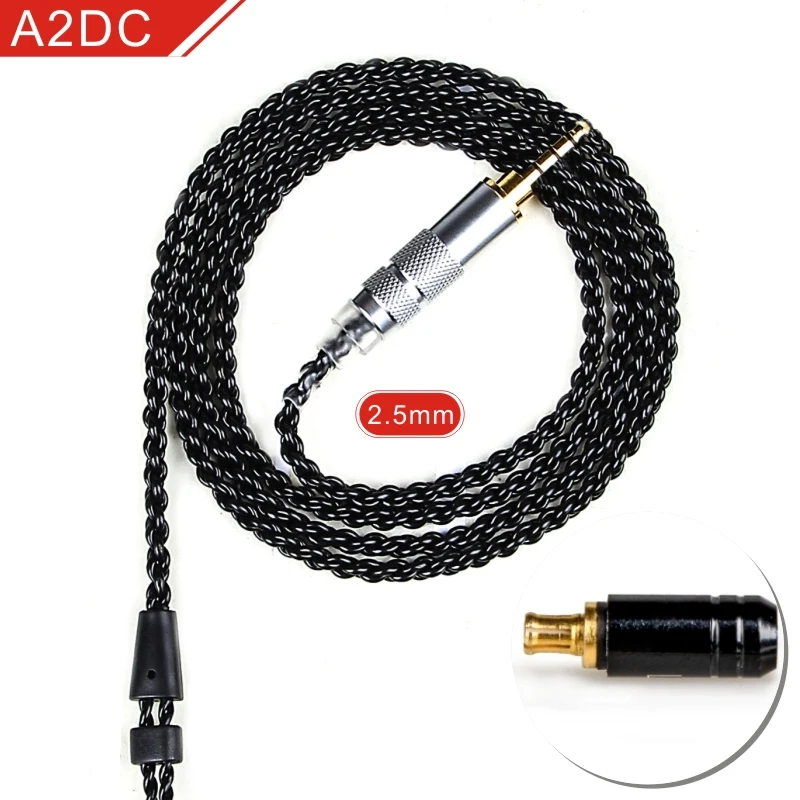 2.5mm A2DC Blcak FDBRO 2,5 мм кабель для наушников DIY одиночный Кристалл Медь посеребренный A2DC MMCX Кабо 2PIN IE80 IM Hifi наушники Fever Upgrade Кабо - Цвет: 2.5mm A2DC Blcak