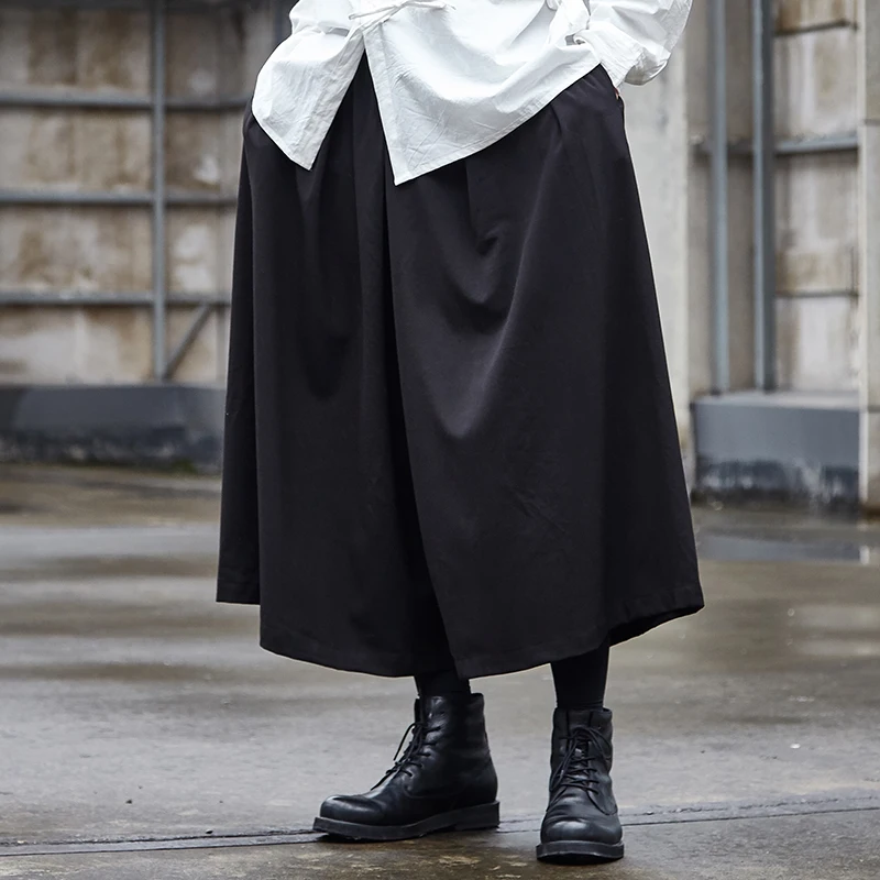 Men's nine minutes trousers spring and summer new men's loose skirt trousers black men's and women's style yamamoto style