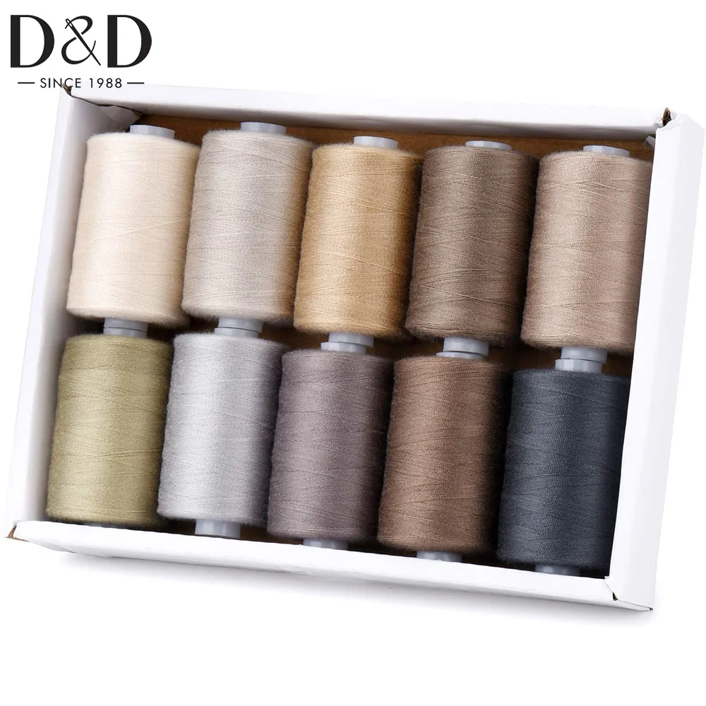 1000 Yards Per Spool 40S/2 Polyester 10 Grey Colors Set Sewing Thread