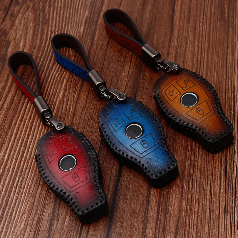 

Leather Car Key Cover Auto Remote Shell Case Protector for Mercedes Benz W213 W117 W246 W166 X253 CLA W212 W204 W205
