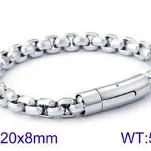 KALEN 22 см звено цепной Серебряный браслет для мужчин нержавеющая сталь коробка цепи Pulseras Para Hombre Дружба Ювелирные изделия Аксессуары