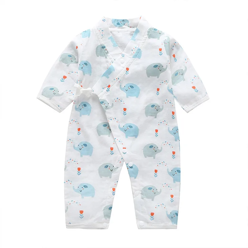 COSPOT Newborn Yarn Robe Kimono Jumpsuit Infantil Cartoon 100% Muslin Cotton Rompers Baby Boy Girl Clothes Sleepwear 2022 New 26 cheap baby bodysuits	 Baby Rompers