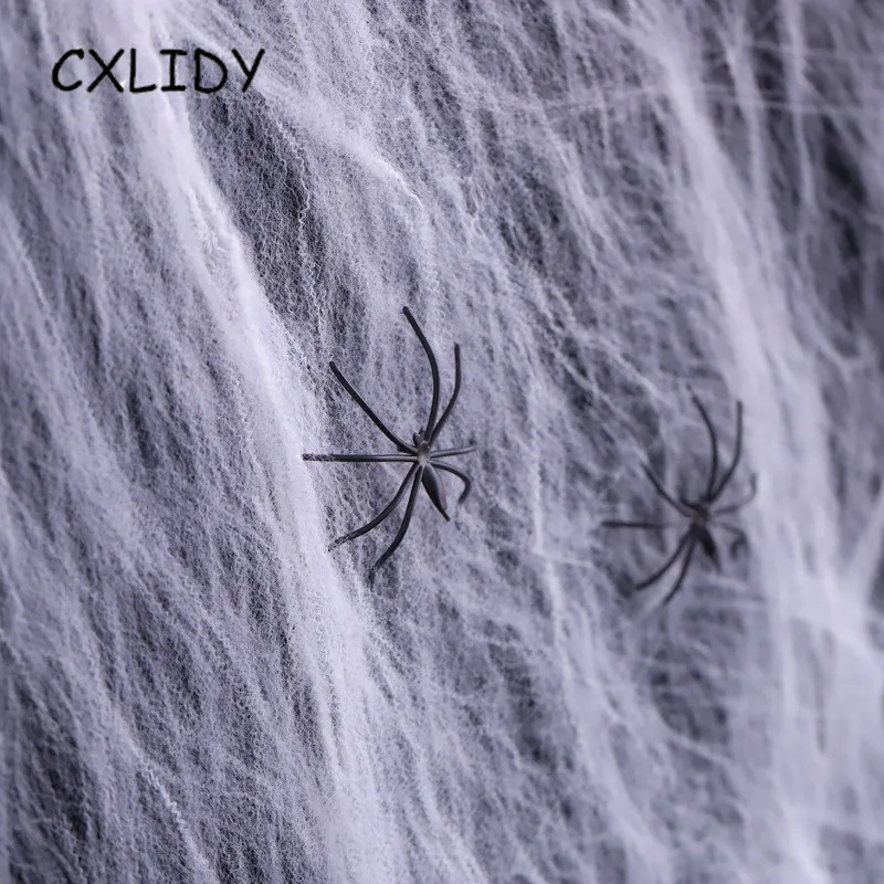 

Halloween Party Supplies Bar Haunted House Horror Decoration Props Spider Web with Two Simulated Spiders Decoration qq215