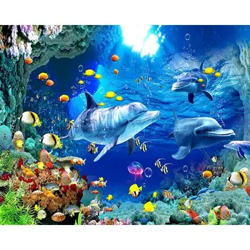 

RUOPOTY Frame Picture Marine fish DIY Painting By Numbers Hand painted Oil Painting Modern Wall Art Picture For Home Decors art