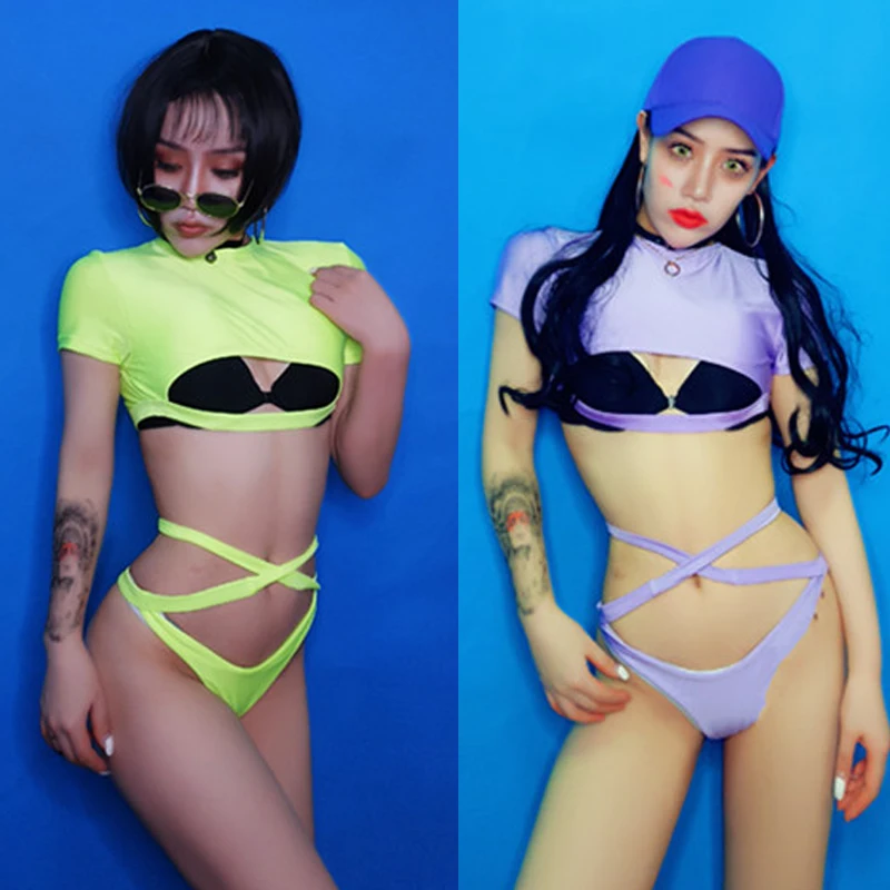 DS сценические костюмы для выступления, ночного клуба, бара, полд, танцевальная одежда, Dj, Женский ГОГО, праздничный наряд, женское бикини, праздничная одежда, DN4424