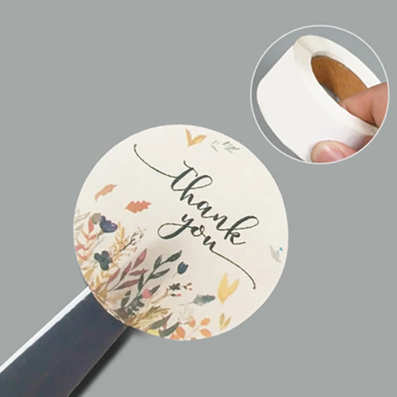 

500pcs/Thank You Stickers Seal Labels Round For Package Personalized Decoration Stationery Autumn Floral