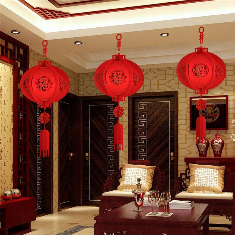 Lantern pendant Decorative Non-Woven Lamp Three-Dimensional Blessing Lanterns Chinese New Year decoration #4D30 (11)