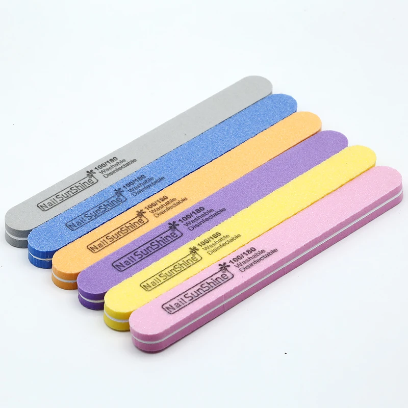10 Pcs/Set Colorful 100/180 Nail File Buffing Crescent Beauty Tools