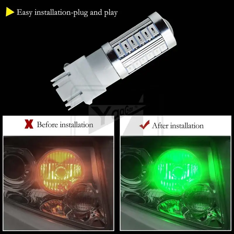 YaaGoo 3157 T25 5730 чип 33SMD светодиодный лампы для дневных ходовых огней DRL лампа зеленый