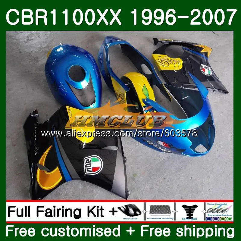 Дрозда для HONDA CBR1100XX 96 97 98 99 00 01 граффити синий 85CL. 5 CBR1100 XX 1996 2007 CBR 1100XX 02 03 04 05 06 07 обтекатели