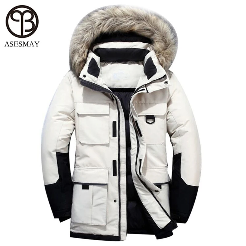 men down jacket men&lsquo;s winter coat long parkas white duck down coats fur hooded thick warm joggers tracksuit male outerwear