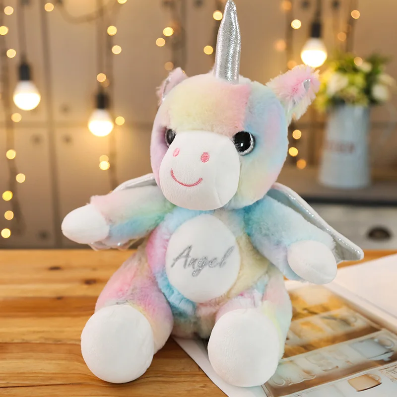 25 см мягкие белые розовые синие и радужные плюшевые игрушечные единороги с