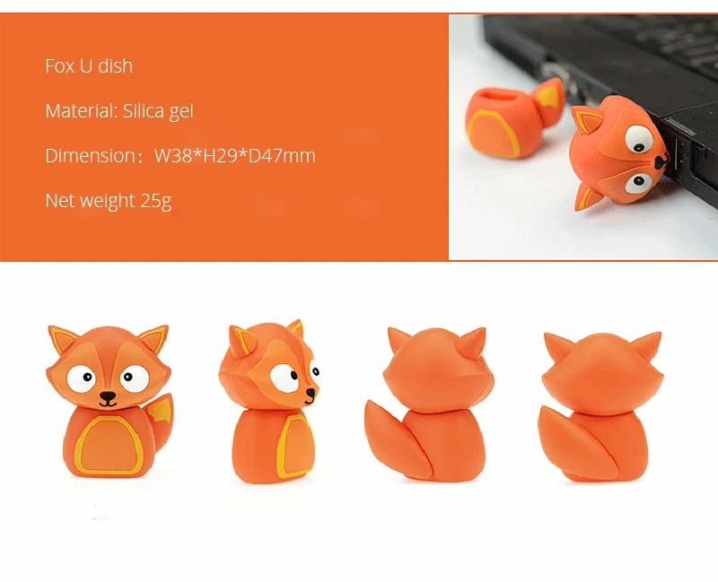 Usb 2,0 флеш-накопитель 8 ГБ, usb флеш-накопитель с милой лисой, совой, пингвином, 16 ГБ, 32 ГБ, реальная емкость, 64 ГБ, высокоскоростная водонепроницаемая карта памяти 128 ГБ