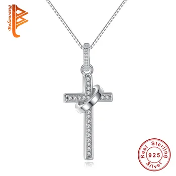 

Wholesale 5PCS Classic Cross 925 Sterling Silver Fashion Pendant Necklace For Women Original S925 Jewelry Party Gift