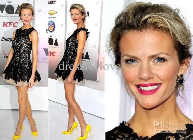 vestidos Custom brooklyn decker nha khanh черное Короткое мини-платье на заказ с кружевными рукавами для выпускного вечера платья подружек невесты