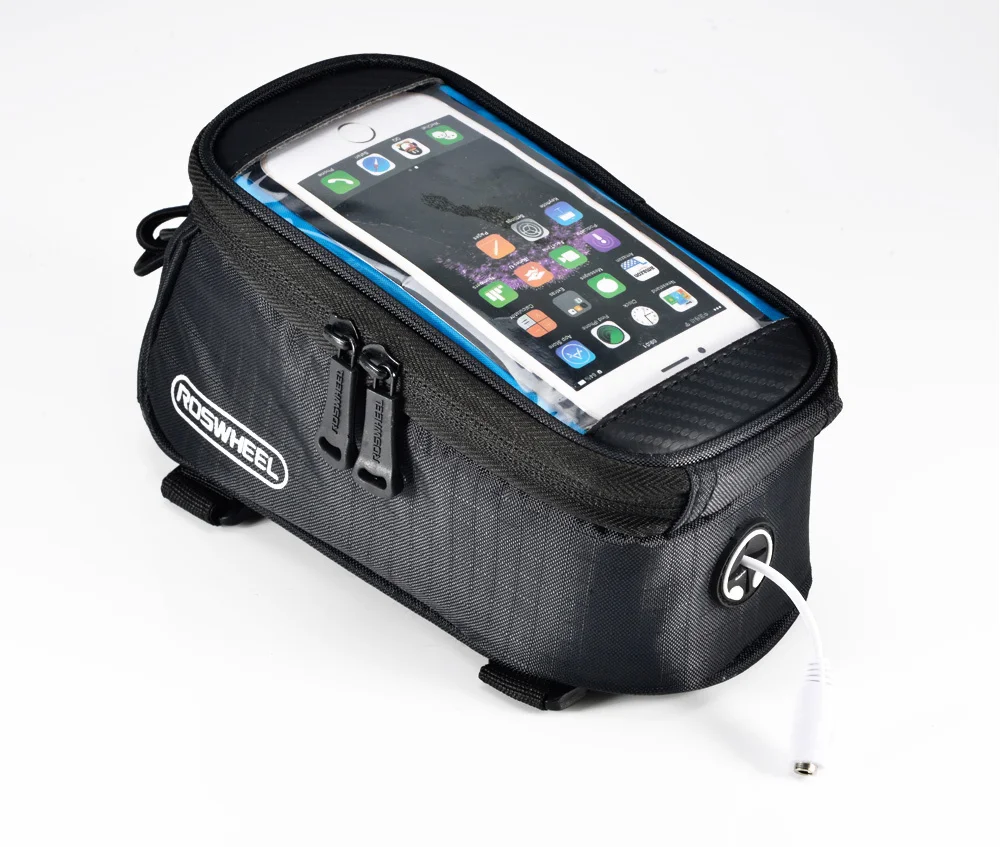 Best ROSWHEEL Touch Screen Bike Frame Bag Touch Screen Bicycle Tube Pannier Case Holder For 4.8" 5.7" Screen Phone 9