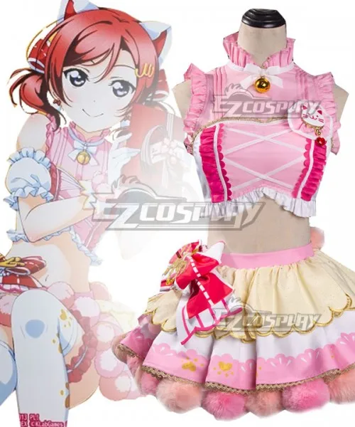 

Love Live Maki Nishikino Cat Double Pony Tail Lovely Dress Cat Maid Dress Adult Halloween Party Dress Cosplay Costume E001