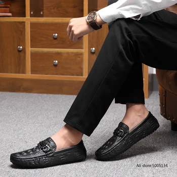 

luxury brand shoes men loafers genuine leather man spring autumn zapatos de hombre mocasines cuero casual slip on mens lofers