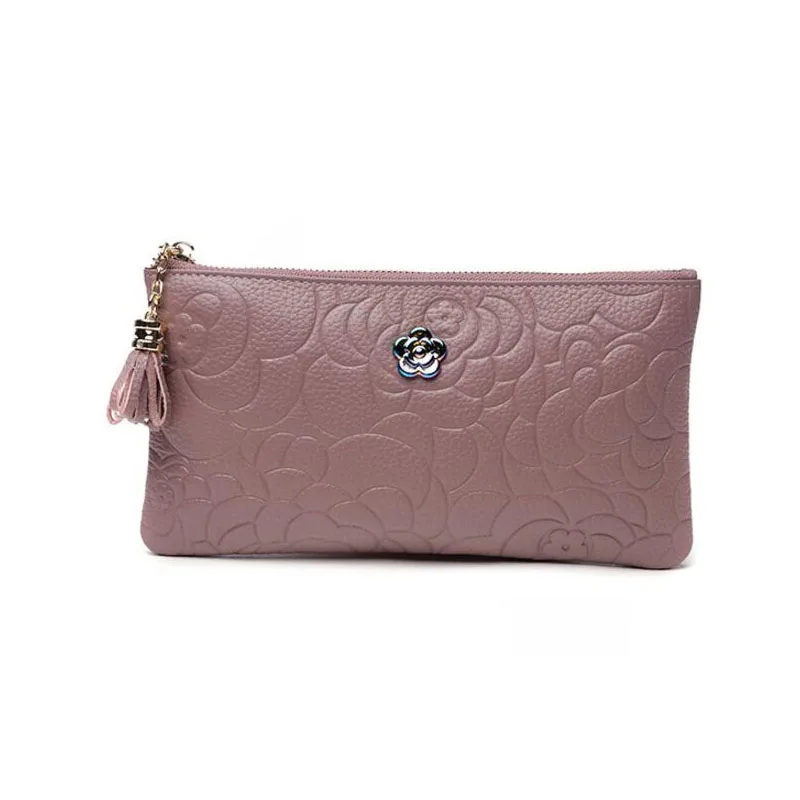 8068 Lilac CHSANATO длинный роскошный бренд женские кошельки модные цветы коровья кожа бумажник Дамский бумажник-ридикюль деньги женский кошелек портмоне - Color: 8068 Lilac