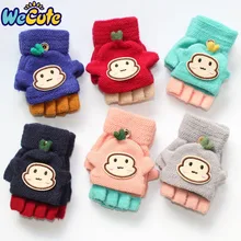 Wecute зимние рождественские детские теплые перчатки милый боб ростки обезьяны теплые перчатки на пол пальца рукавицы Мультфильмы для мальчиков и девочек