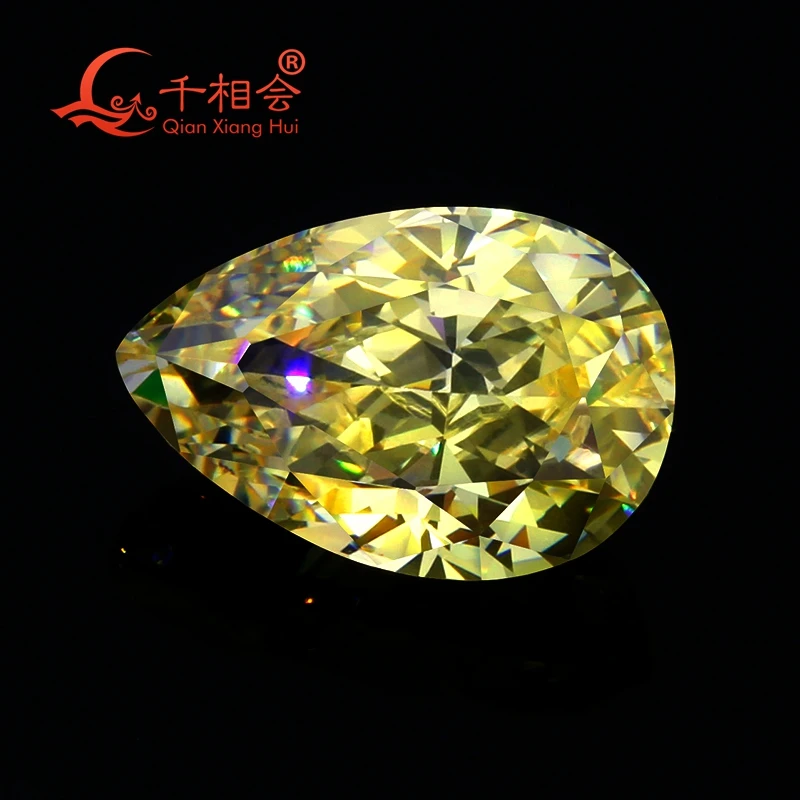 

yellow color pear shape brilliant crushed ice cut cubic zirconia loose stone cz stone