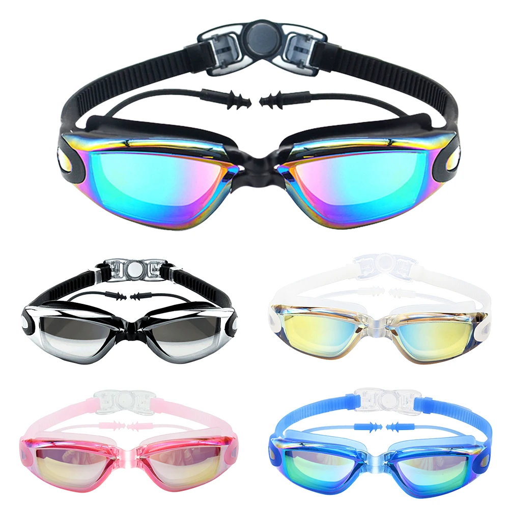 Многоцветные плавательные очки Регулируемые гальванические анти-УФ противотуманные очки для плавания для взрослых мужчин или женщин