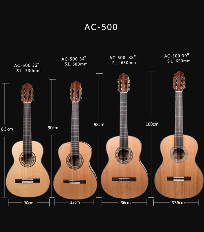 Avila AC 500 acústica clásica, cuerdas de nailon hechas a mano, guitarra  acústica clásica superior de Cedro sólido (4 tamaños)|Guitarra| - AliExpress