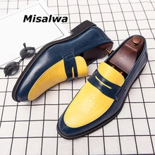 Misalwa/желтые, красные, белые блестящие легкие туфли типа мокасин, мужские свадебные модельные туфли из искусственной кожи, элегантные мужские туфли на плоской подошве размера плюс 38-48, Прямая поставка