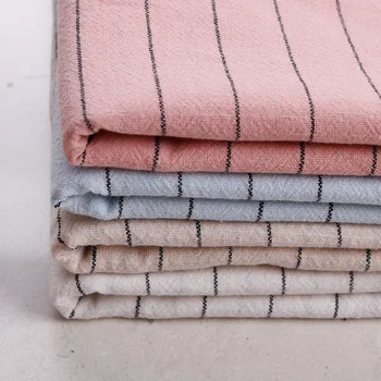 

2020 spring and summer new cotton wash cloth sliver texture linen cotton cloth black and white wide striped children's clothing