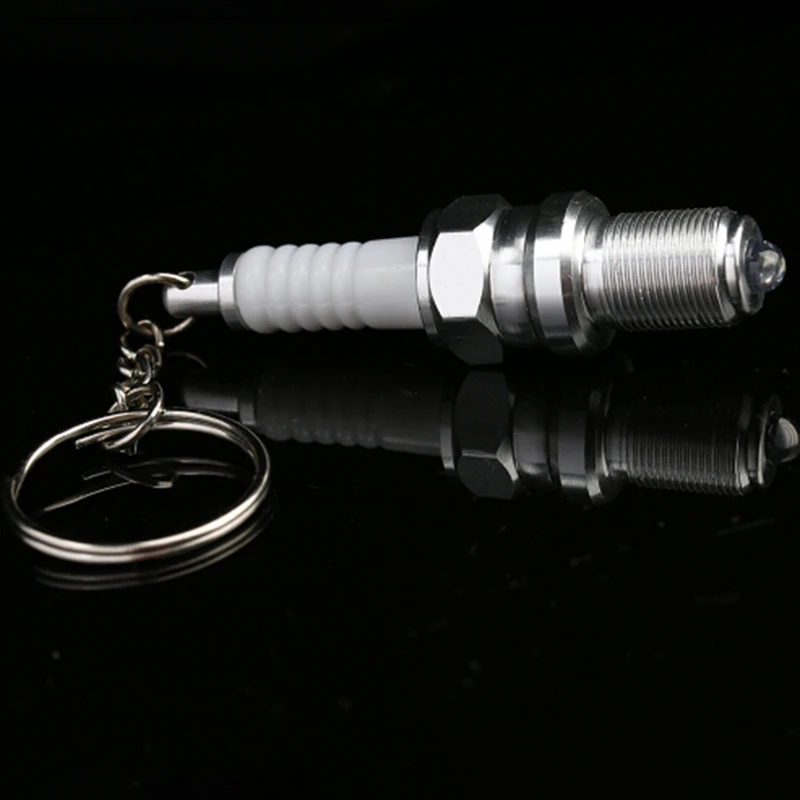 Fashion Car Accessories LED Key Chain Spark Plug Key Chain Keychain Car Keyring