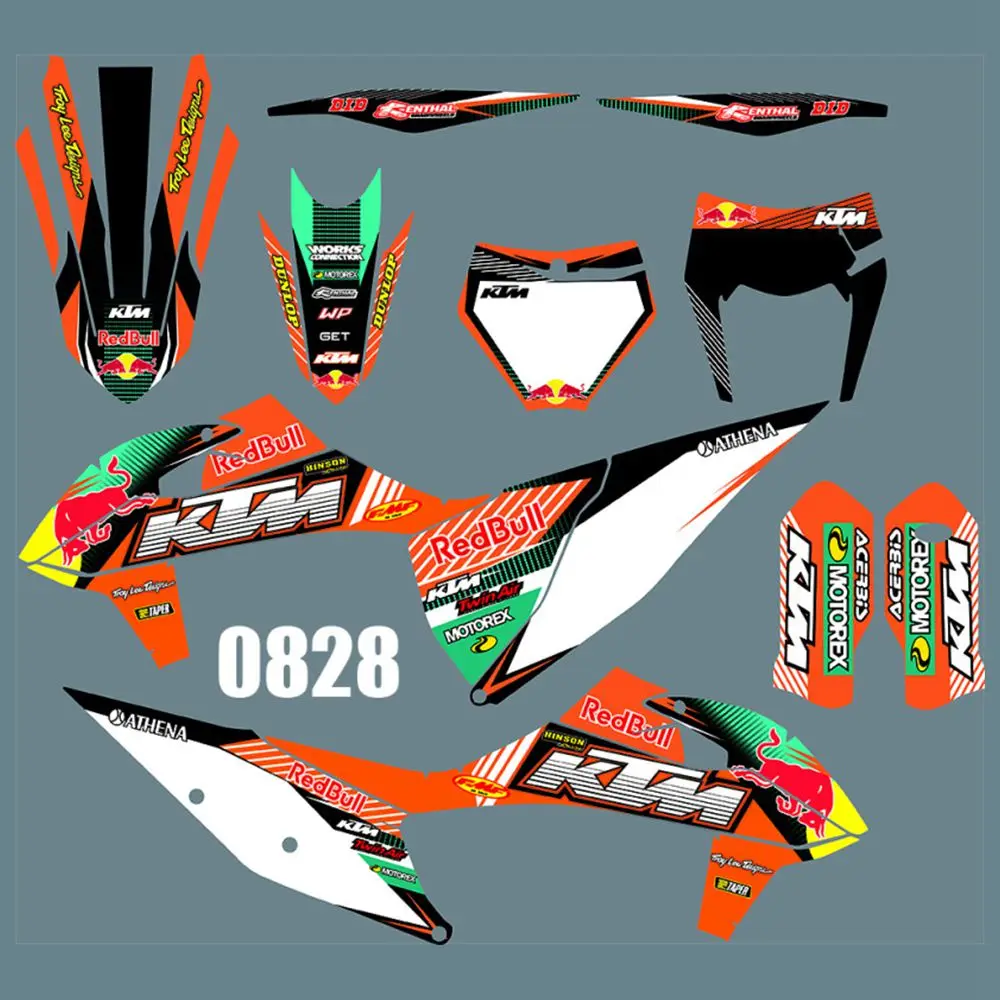 Для KTM SX SXF Новые полные графические наклейки на заказ имя номера глянцевые яркие наклейки водонепроницаемые