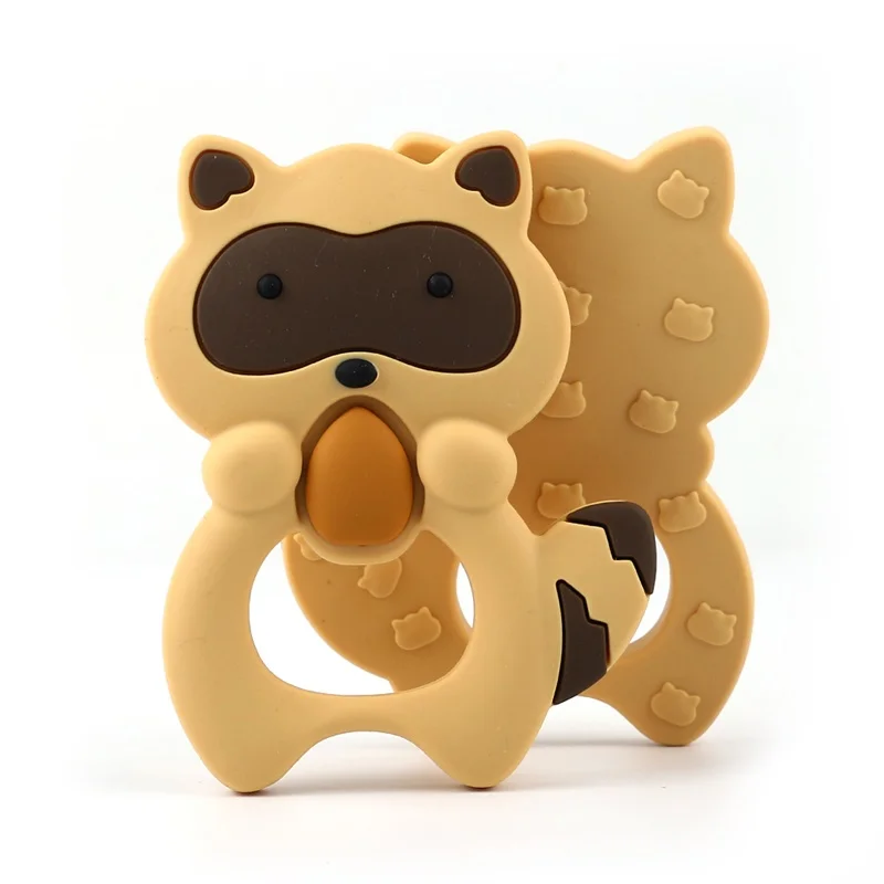 Raccoon Khaki Keep& Grow 1 шт. Детские Прорезыватели в виде животных Коала, енота, совы, пищевой силиконовый прорезыватель, сделай сам, прорезыватель, ожерелье, игрушки, аксессуары, не содержит бисфенола - Цвет: Raccoon Khaki