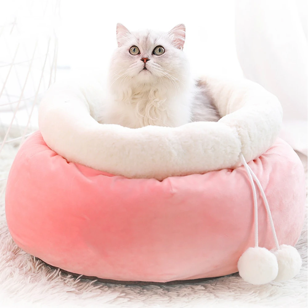 Кровать для кошки, кровать для питомца, гнездо для собаки, кошки, белки, маленькое животное, зимняя клетка, коврик, подушка для спального дома, розовая теплая спальная кровать, коврик для щенка