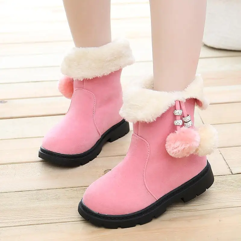 kids Girls boots Winter warm plus velvet girls boots newest children's high boots wool little girl princess fashion boots