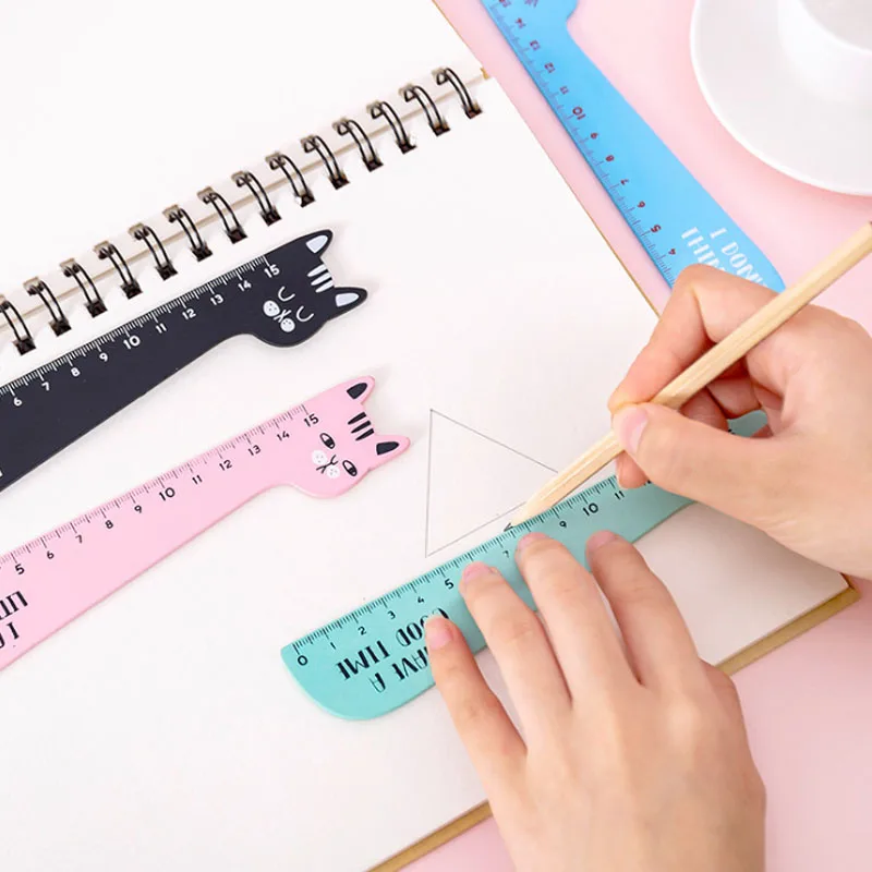 1pcs/lot Cute Cat Design Ruler Office School Supplies Wooden Rulers  Kids Study Funny stationery - 5