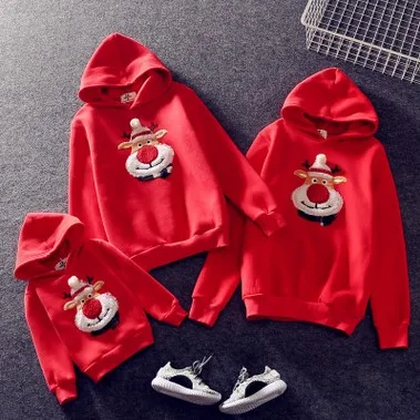 LOOZYKIT New Family Matching Children Clothing Christmas Sweaters Deer Print Family Parent-child Suit Printing Cotton Sweater