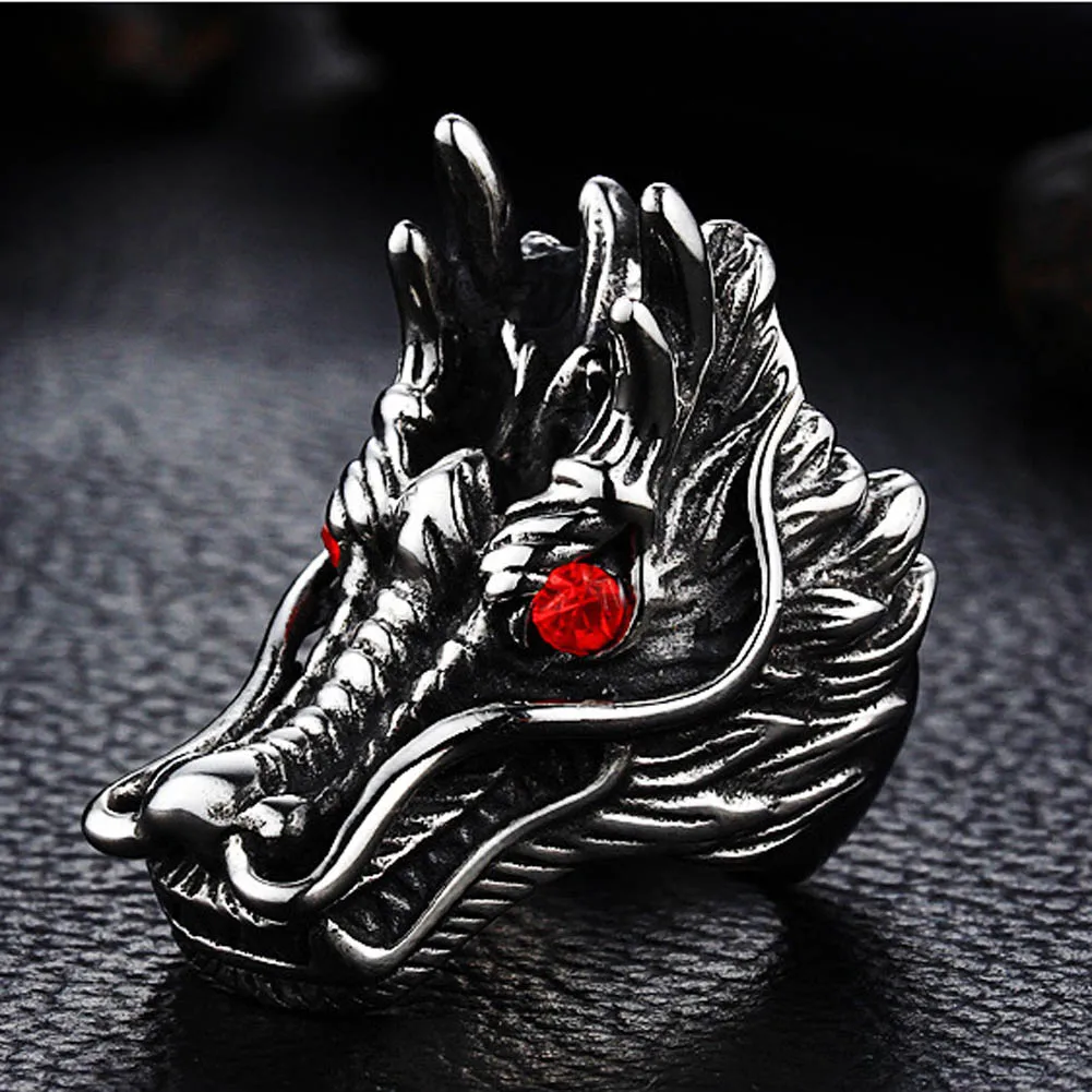 Кольца с головой дракона для мужчин в стиле панк-рок вечерние персонализированные преувеличенные кольца