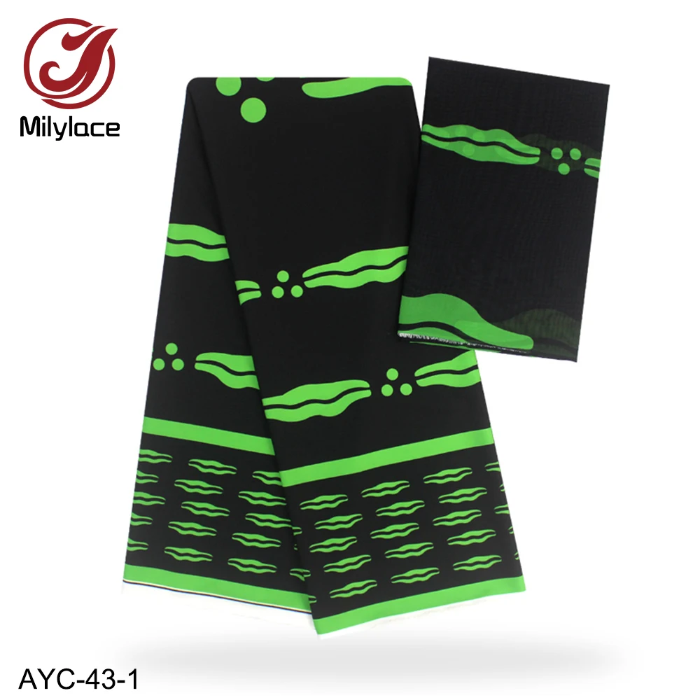 

Comfortable Chiffon Printed Fabric 4 Yards + Printing Satin Silk Fabric 2 Yards for One Set Daily Clothing AYC-43