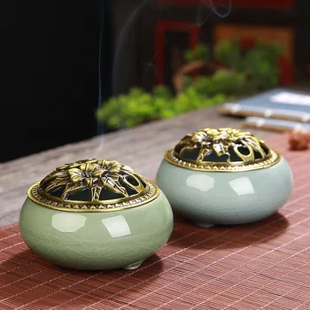 

Ceramic Creative Incense Black Glaze Disc Censer Ceramic Incense Burner Incense Seat Indoor Incienso Quemador Home Decor BE50IN