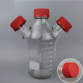 

1000ml GL45 Three port reagent bottle microbial reactor glass instrument two port non-standard reagent bottle