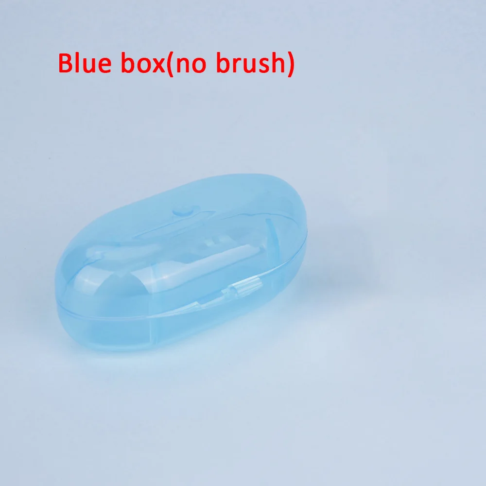 Blue box(no brush) Quaslover детская зубная щетка для пальцев для младенцев, Силиконовая зубная щетка для детей, Чистящая Щетка для детей, прозрачная Массажная щетка, контейнер, коробка - Цвет: Blue box(no brush)