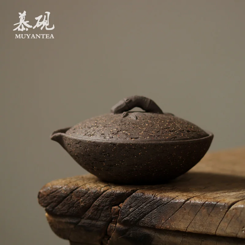 

MuYan Japanese coarse pottery teapot pure manual handed pot of kung fu tea set hand grasp pot GaiWanCha Aquarius