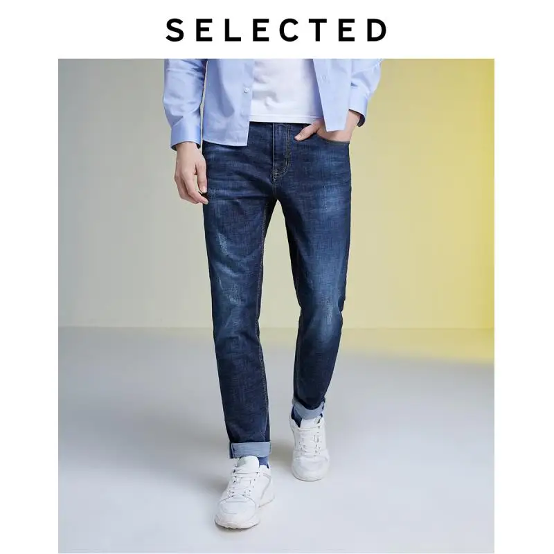 SELECTED Men's Autumn Slight Stretch Denim Pants Slim Fit Fading Jeans R|419332538 SELECTED Men's Autumn Slight Stretch Denim Pants Slim Fit Fading Jeans R|419332538