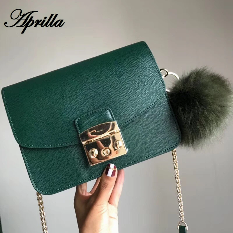 Aprilla, дизайнерские брендовые сумки, 21 см, средние сумки из натуральной кожи с клапаном, женская сумка на плечо с цепочкой, сумки через плечо, 203 - Цвет: blackish green
