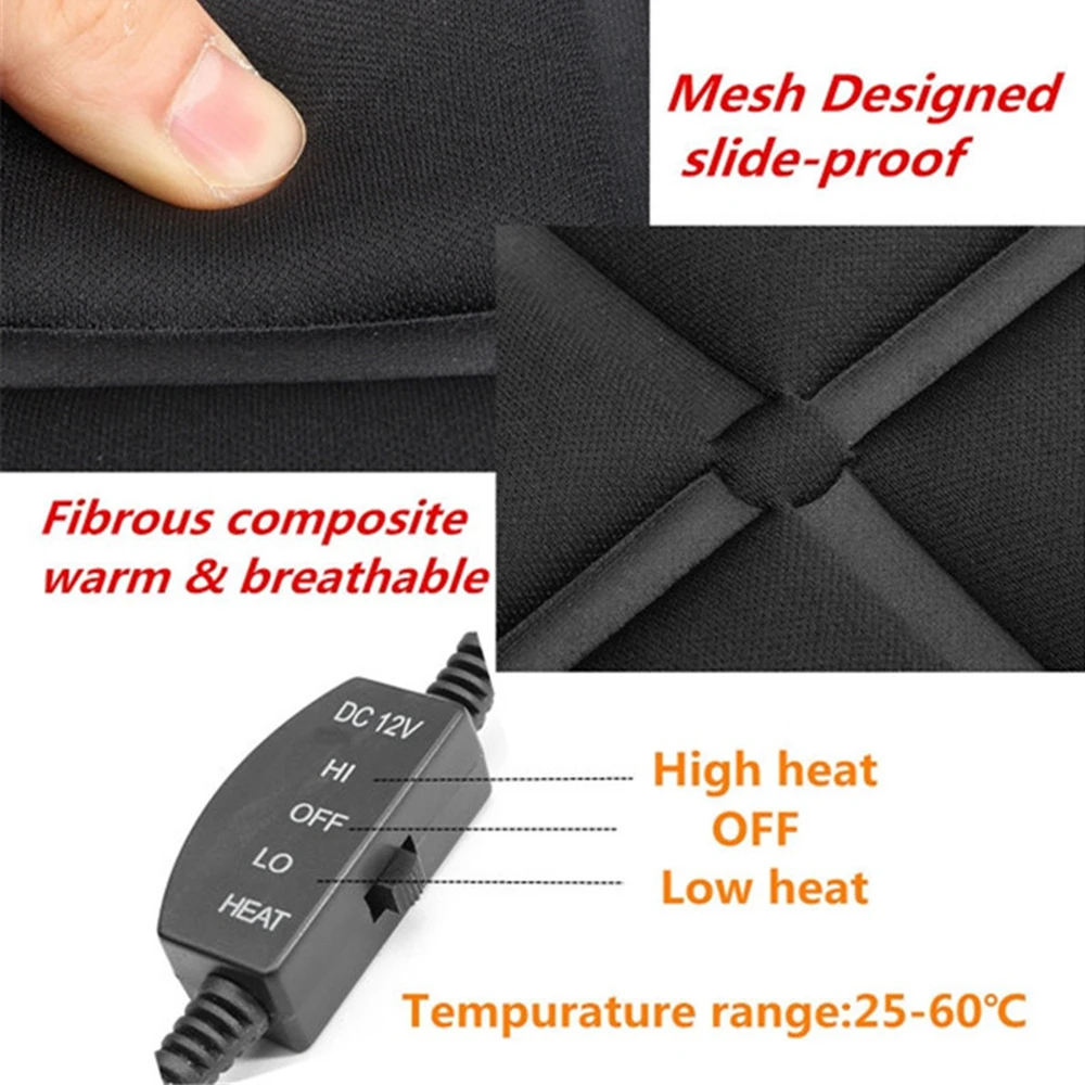12V Heated Car Seat Covers Cushion Universal Seat Heater for Winter Heating Thermal Seatpad Auto Accessories Single/ Double