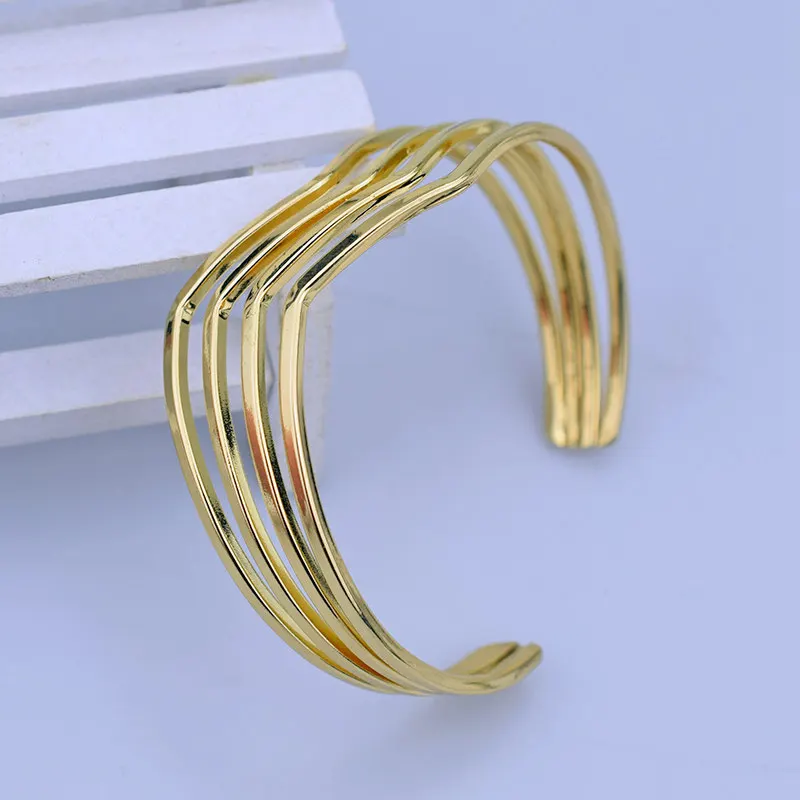 Bangle U 120 шт/лот открытый широкий золотой браслет для женщин манжета на руку браслеты металлические полые большие браслеты модные ювелирные аксессуары оптом - Окраска металла: Bangle U