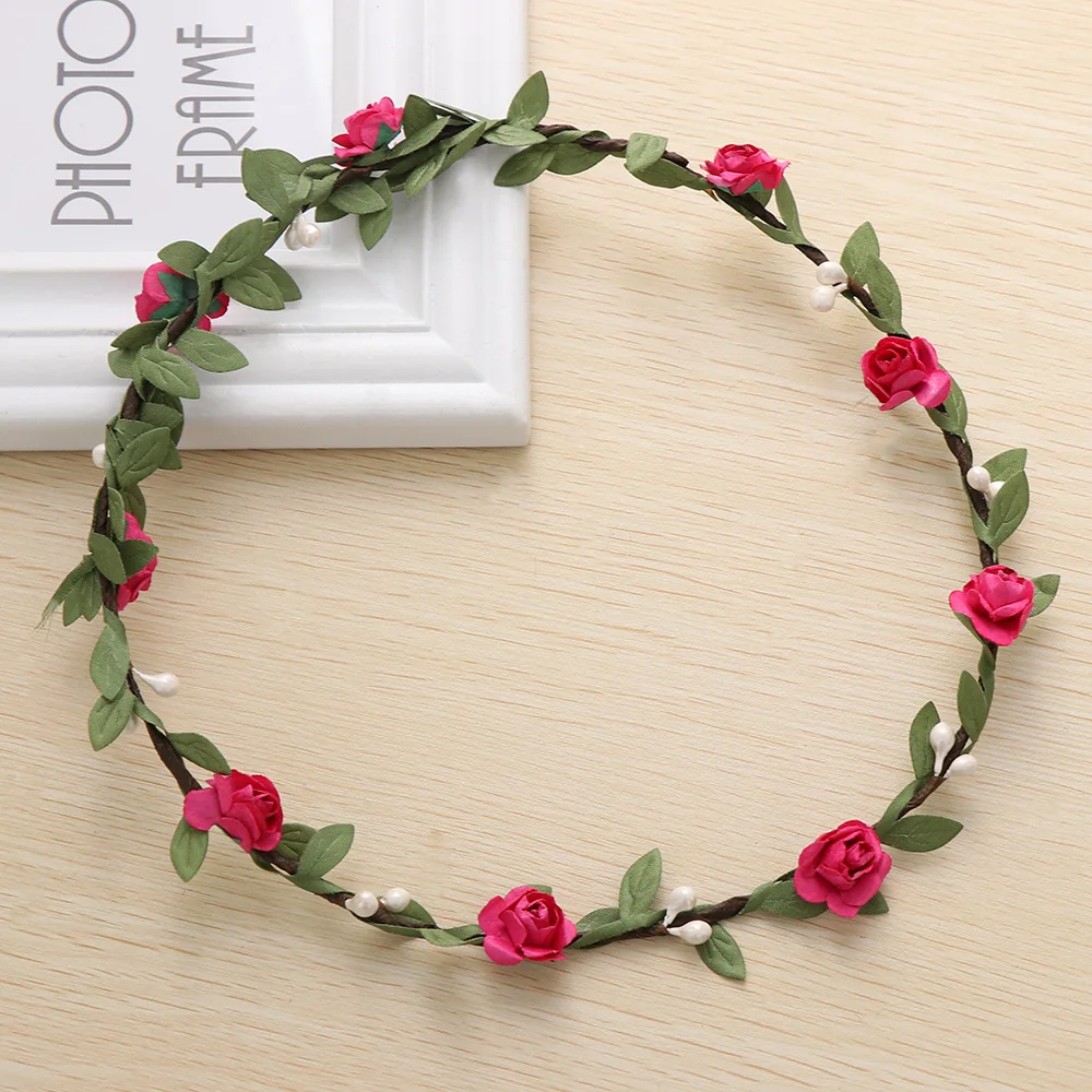 1PC Bohemian Style Bridesmaid Garland Adjustable Bride Flower Headbands Cute Women Headdress Hairdressing Decoration Tools