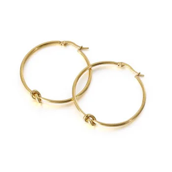 

Women Knot Ear Hoop Earrings Collier Statement Jewelry Gold/Silver Color Size 30mm 42mm 50mm Round Cilcle Earring Brinco Party